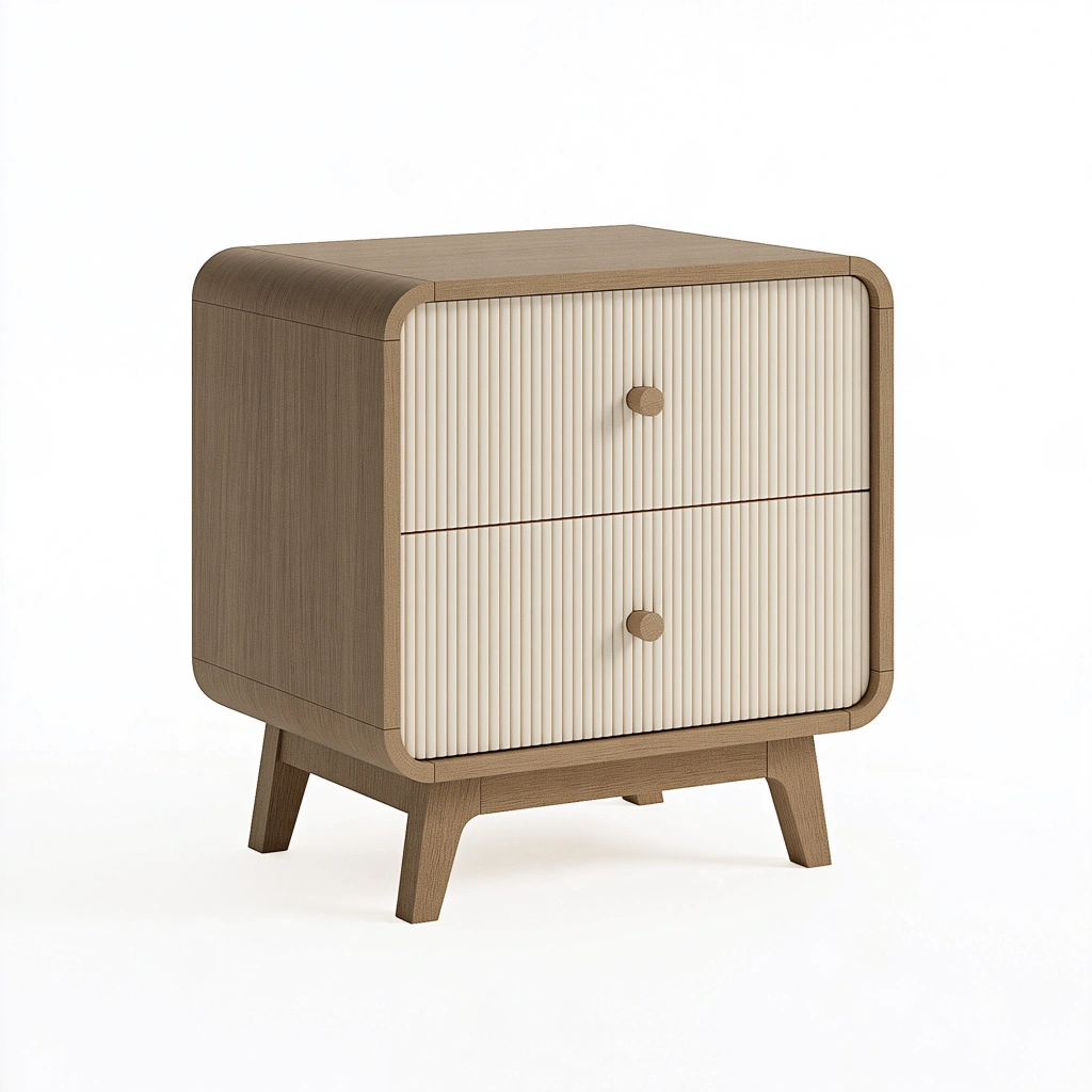 Nachttisch 50 x 40 x 60 cm aus Holzwerkstoff in Naturbeige mit 2 Schubladen