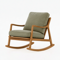 Schaukelstuhl 70 x 90 x 95 cm Holz und Textil Olivgrün Wohnzimmer Skandinavischer Stil