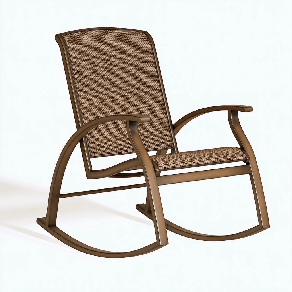 Schaukelstuhl 90 x 65 x 105 cm Holz Braun Beige mit Webbespannung für den Wohnbereich