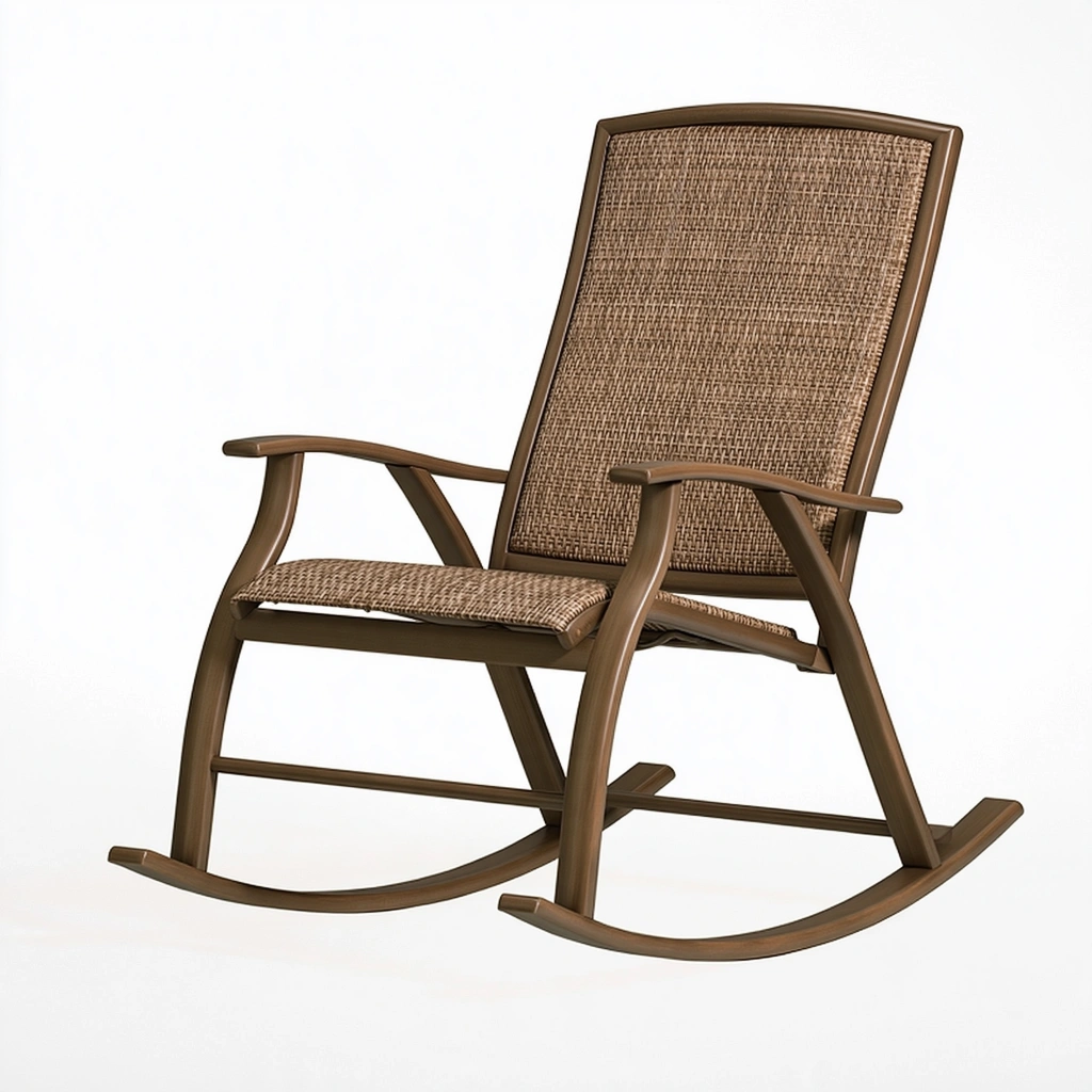Schaukelstuhl 105 x 65 x 100 cm aus Holz und Rattan Braun