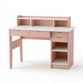 Schreibtisch 120 x 60 x 110 cm aus Holzwerkstoff Rosa Weiß mit Schubladen und Aufsatz