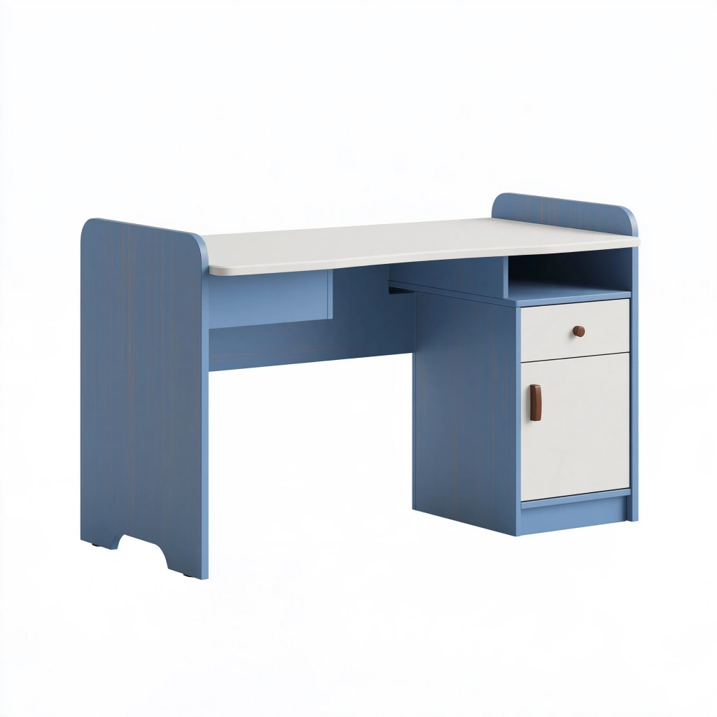 Schreibtisch 120 x 60 x 100 cm aus Holzwerkstoff Blau Weiß mit Stauraum