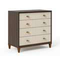 Kommode 100 x 45 x 100 cm aus Holzwerkstoff dunkelbraun creme mit 4 Schubladen im modernen Stil