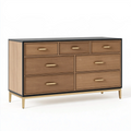 Kommode 160 x 45 x 90 cm Holzoptik Braun mit 7 Schubladen und Metallgestell