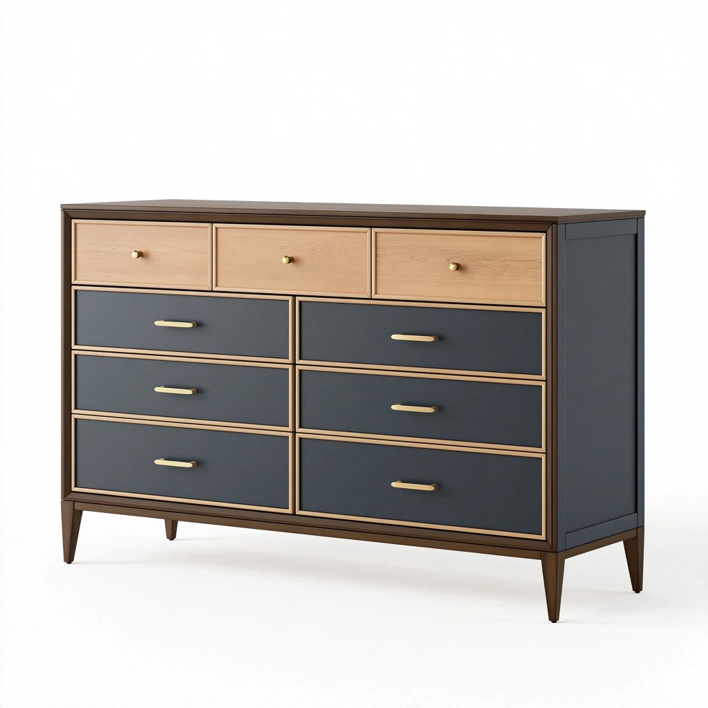 Kommode 160 x 45 x 95 cm Holzwerkstoff Dunkelgrau Naturholz Retro Aufbewahrung