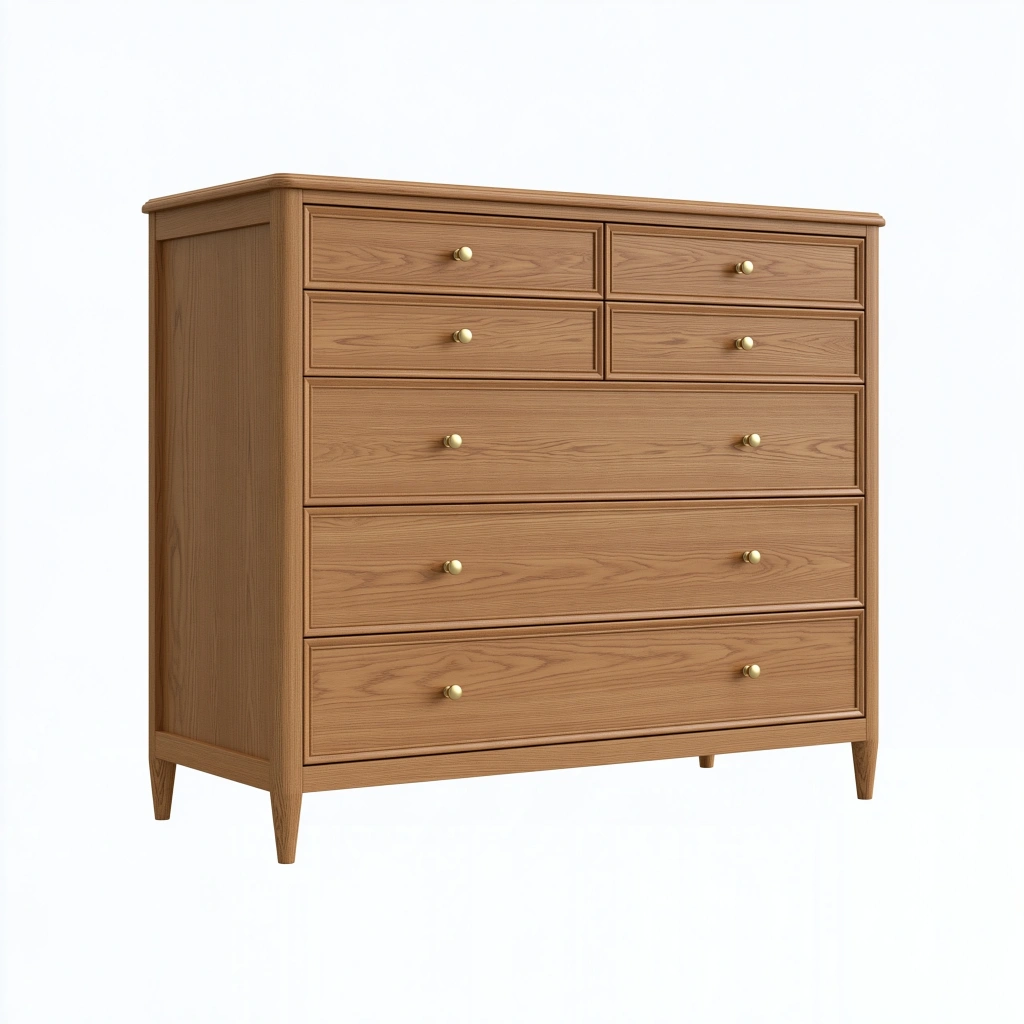 Kommode 120 x 45 x 120 cm Holz Naturbraun mit 7 Schubladen klassischer Stil
