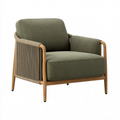 Sessel 78 x 75 x 80 cm aus Holz und Textil in Olivgrün mit Seilgeflecht