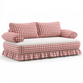 2-Sitzer Sofa 160 x 95 x 85 cm Textilbezug Rot Weiß Landhausstil mit Volant
