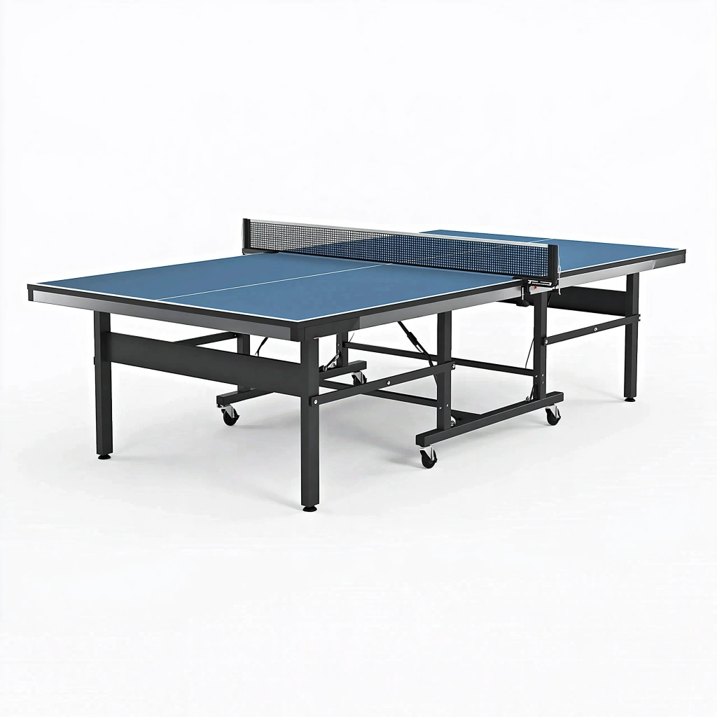 Tischtennistisch 274 x 152.5 x 76 cm klappbar blaue Spielfläche Stahlgestell mit Netz