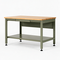 Werkbank 120 x 60 x 90 cm mit Holzplatte und Stahlgestell in Olivgrün Industriestil